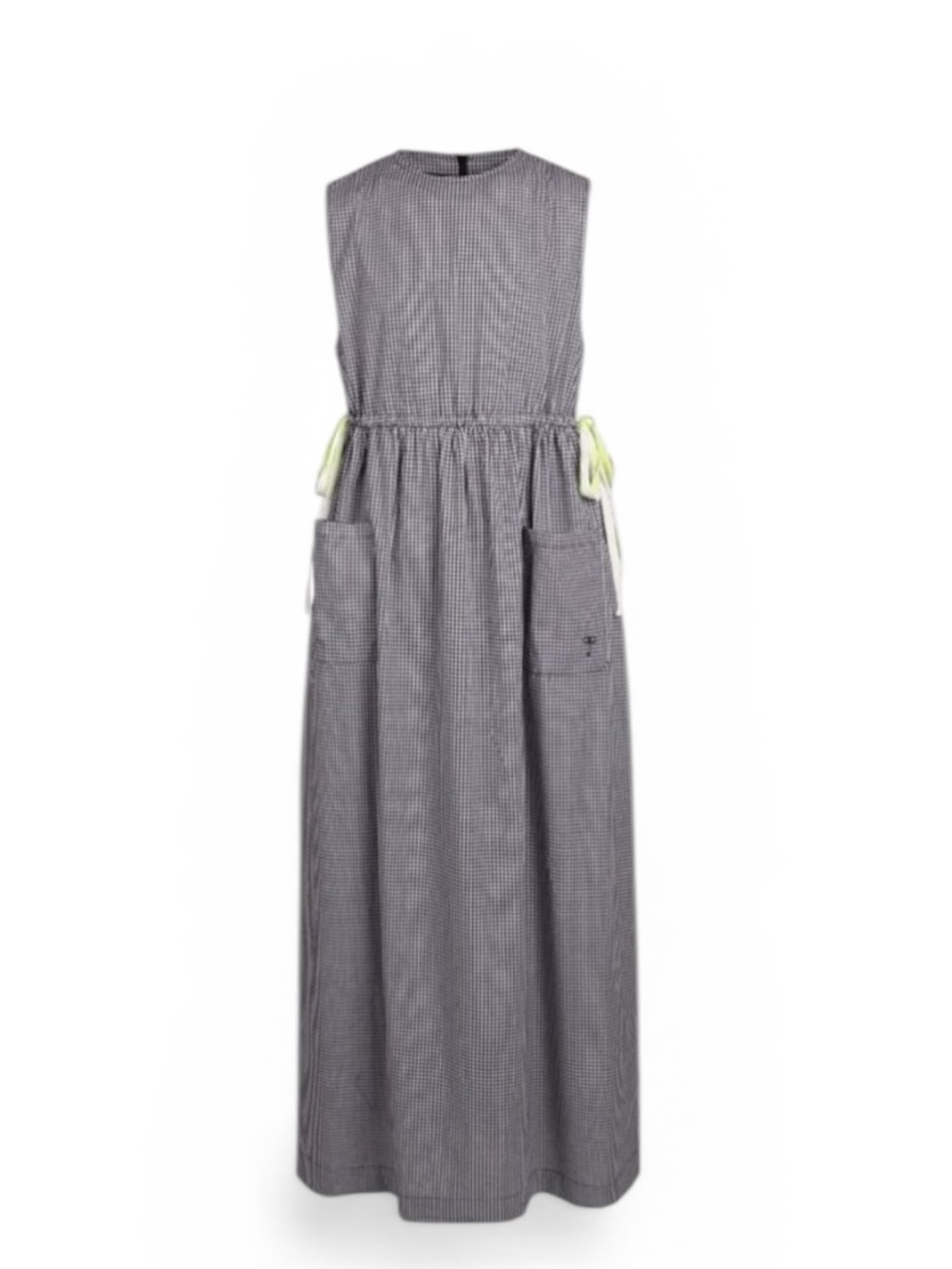 Poet Aura Maxi Checked Jumper Dress Women's Small Check Drawstring Waist Minimal
